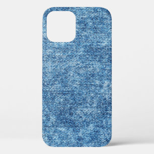 Jeans in acid wash blue. Denim background, texture iPhone 12 Case