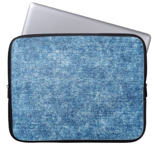 Jeans in acid wash blue. Denim background, texture Laptop Sleeve