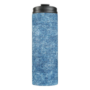 Jeans in acid wash blue. Denim background, texture Thermal Tumbler