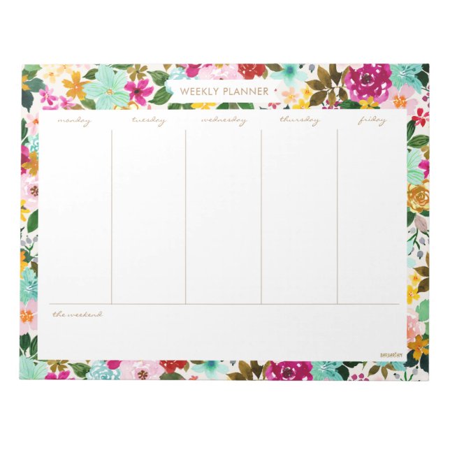 JEAN'S JOY Colourful Floral WEEKLY PLANNER Notepad (Front)