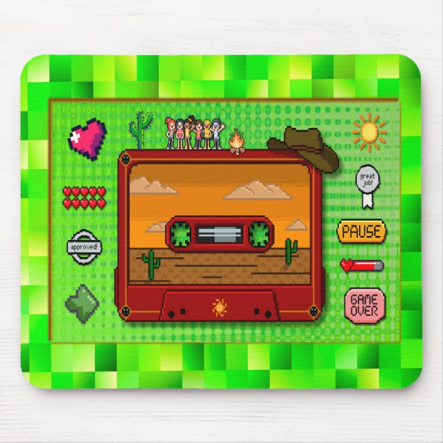 Jeans pixel art mousse rug. mouse mat (Front)