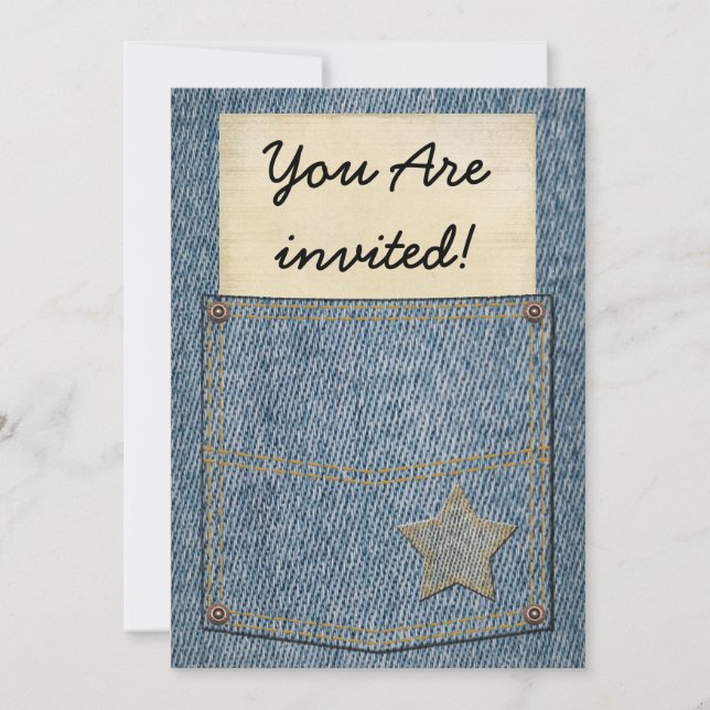 Jeans Pocket Party Invitations (Front)