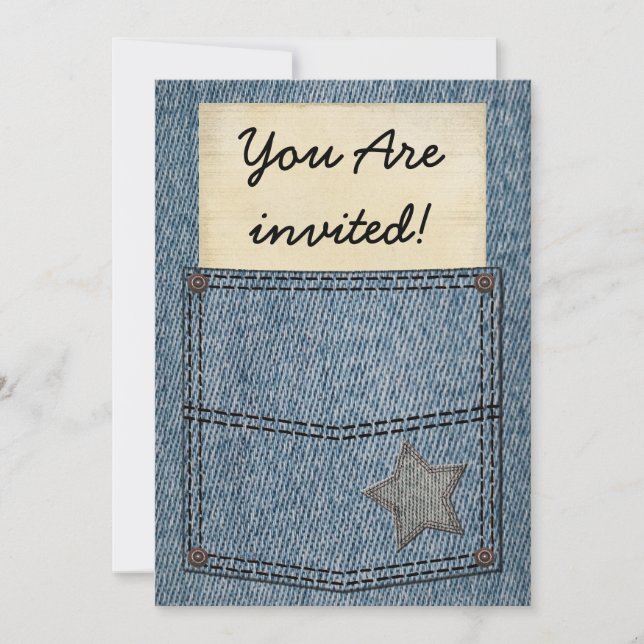 Jeans Pocket Party Invitations (Front)