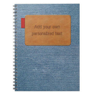 Jeans Texture with Customisable Leather Tag Notebook