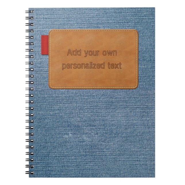 Jeans Texture with Customisable Leather Tag Notebook (Front)