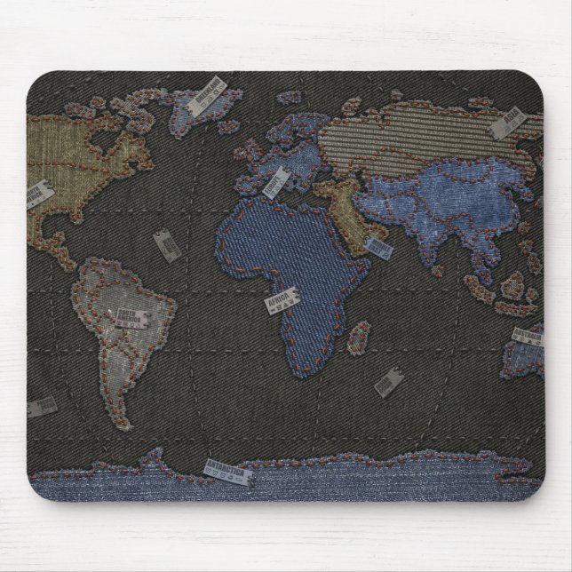 Jeans World Map Mouse Mat (Front)