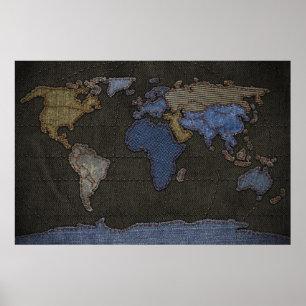 Jeans World Map (No labels) Poster