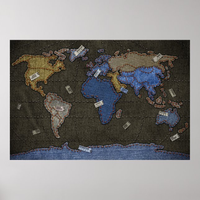 Jeans World Map Poster (Front)