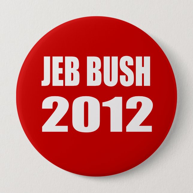 JEB BUSH 2012 10 CM ROUND BADGE (Front)