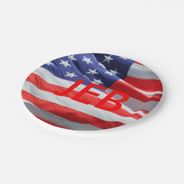 Jeb Running for President American Flag Plate (Angled)