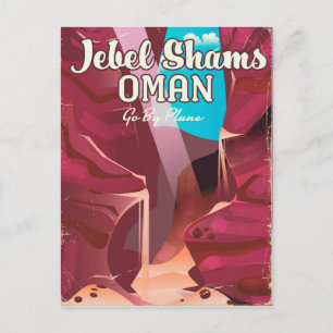 Jebel Shams, Oman vintage travel poster. Postcard