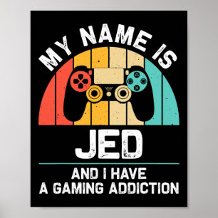 Jed Gift Name Personalised Funny Gaming Geek Birth Poster
