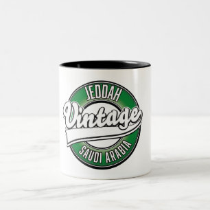 jeddah saudi arabia logo Two-Tone coffee mug