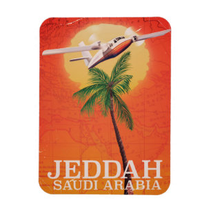 Jeddah Saudi Arabia vintage map travel poster. Magnet