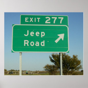 Jeep Road Sign Poster