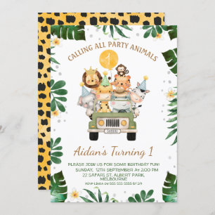 Jeep Safari Calling All Party Animal Birthday Invitation