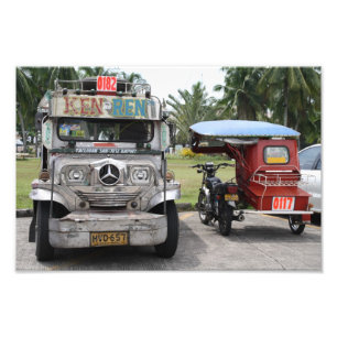 Jeepney and tricycle photo print