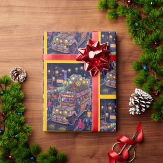 Jeepney Filipino American Christmas Wrapping  Paper