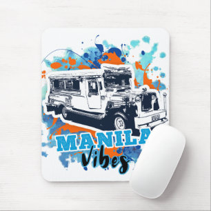 Jeepney Manila Vibes Blue Orange Mouse Mat