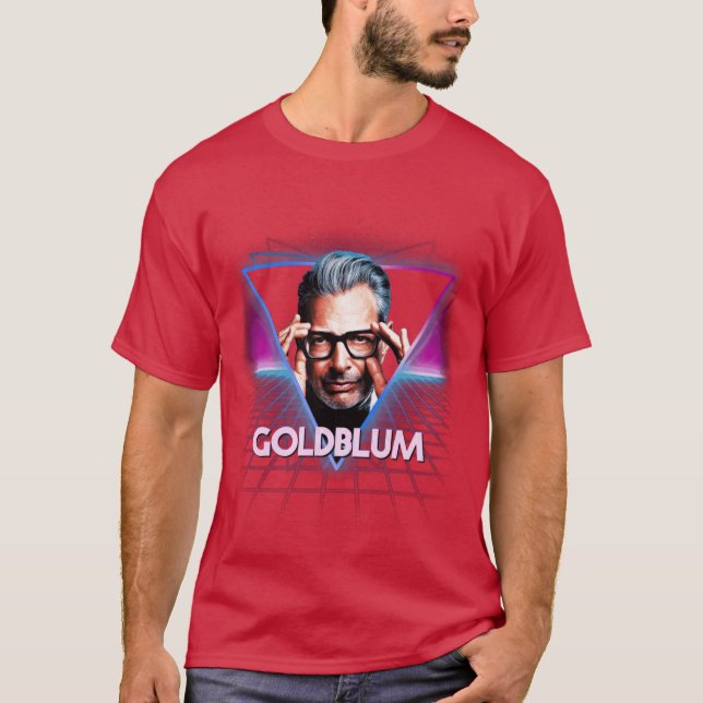 Jeff Goldblum Retro Neon Landscape For 80s Aesthet T-Shirt (Front)