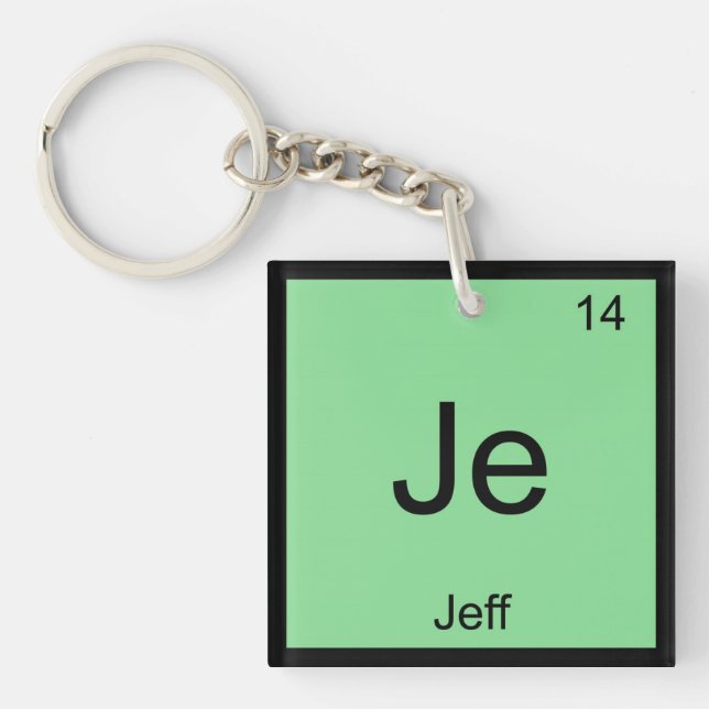 Jeff  Name Chemistry Element Periodic Table Key Ring (Front)