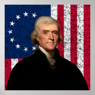 Jefferson and The American Flag -- Border Poster