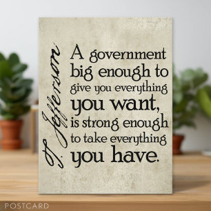 Jefferson: Beware of Big Government Postcard