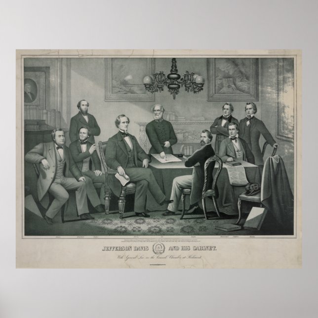 Jefferson Davis and cabinet in Richmond Capitol Poster (Front)