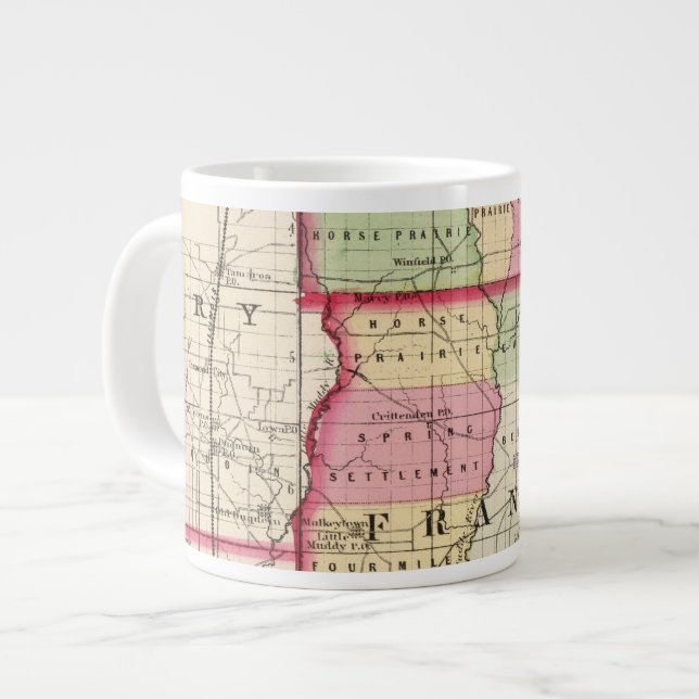 Jefferson, Franklin, Williamson counties Large Coffee Mug (Front Left)