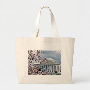 Jefferson Memorial - Cherry Blossoms Large Tote Bag