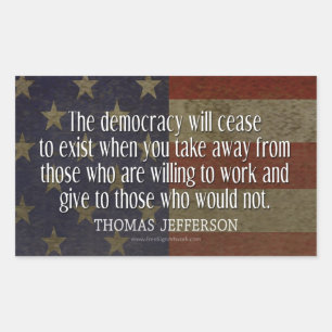Jefferson Quote on Democracy Rectangular Sticker