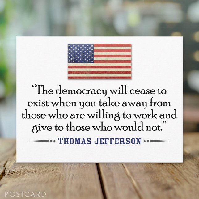 Jefferson Quote: The democracy will cease... Postcard (Custom Postcard)