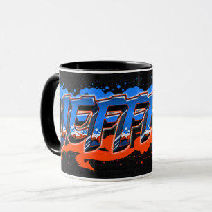 Jeffrey Vorname Name Graffiti blue orange Tasse Mug