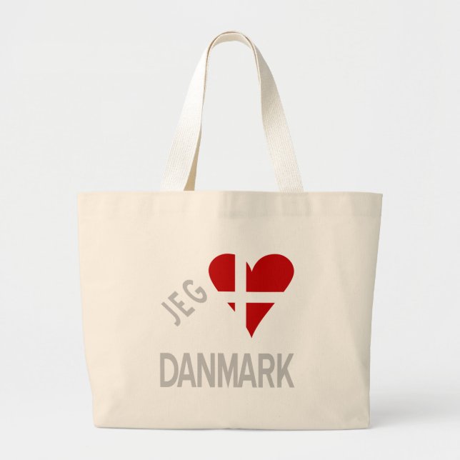 Jeg Elsker Danmark Grey Large Tote Bag (Front)