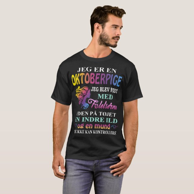 jeg er en oktoberpige jeg blev fodt med paris T-Shirt (Front Full)