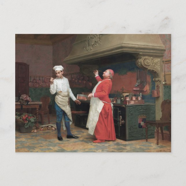 Jehan Georges Vibert - The Marvellous Sauce Holiday Postcard (Front)