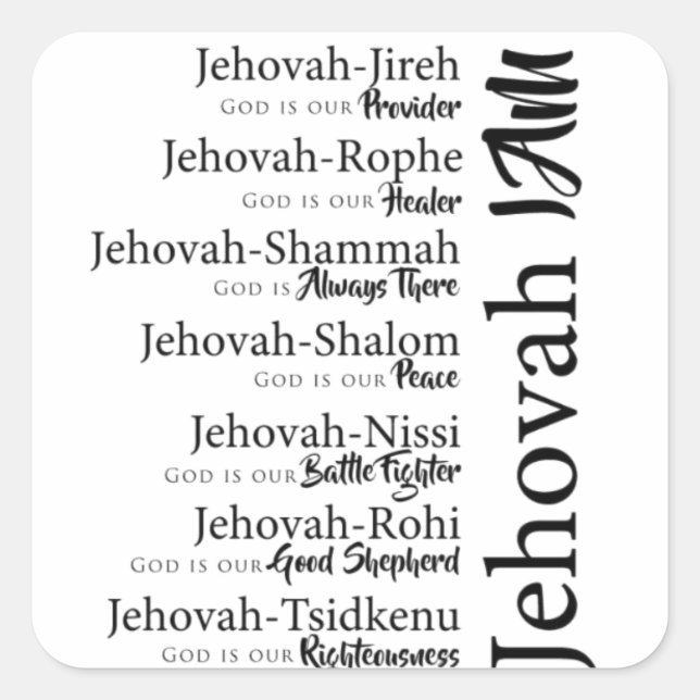 Jehova names  square sticker (Front)