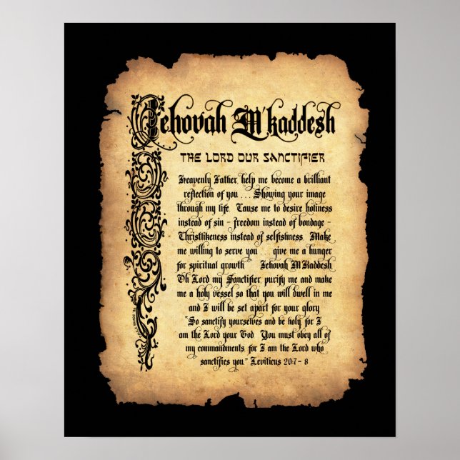 Jehovah M'Kaddesh, Lord Sanctifier: Names of God Poster (Front)