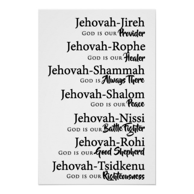 Jehovah names poster (Front)