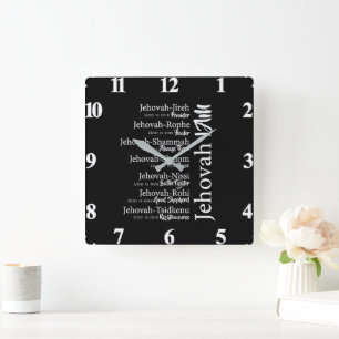Jehovah names square wall clock