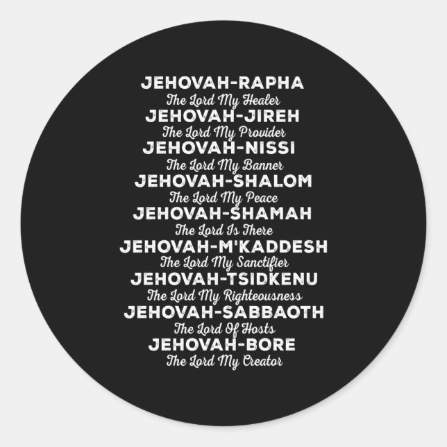 Jehovah-Rapha Names Of God Christian Classic Round Sticker (Front)