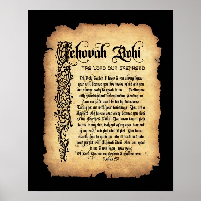 Jehovah Rohi, Lord our Shepherd: Names of God Poster (Front)