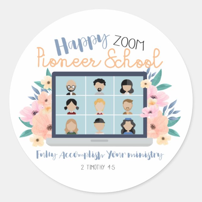 Jehovah Witness Happy Zoom Pioneer School 2022 Classic Round Sticker (Front)