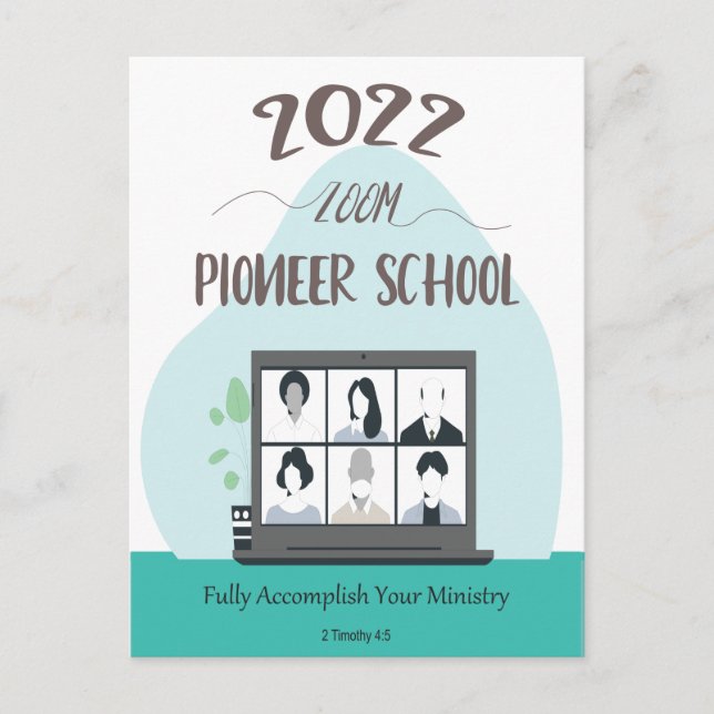 Jehovah Witness Zoom Pioneer School 2022   Postcard (Front)