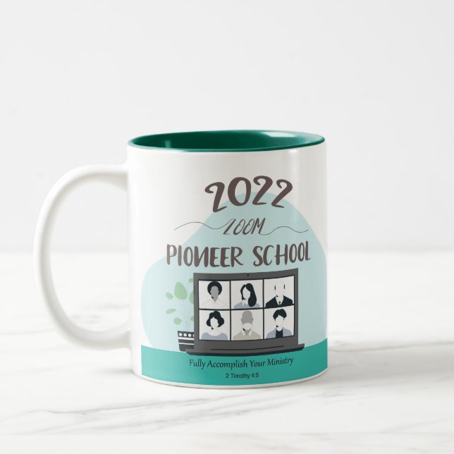 Jehovah Witness Zoom Pioneer School 2022 Two-Tone Coffee Mug (Left)