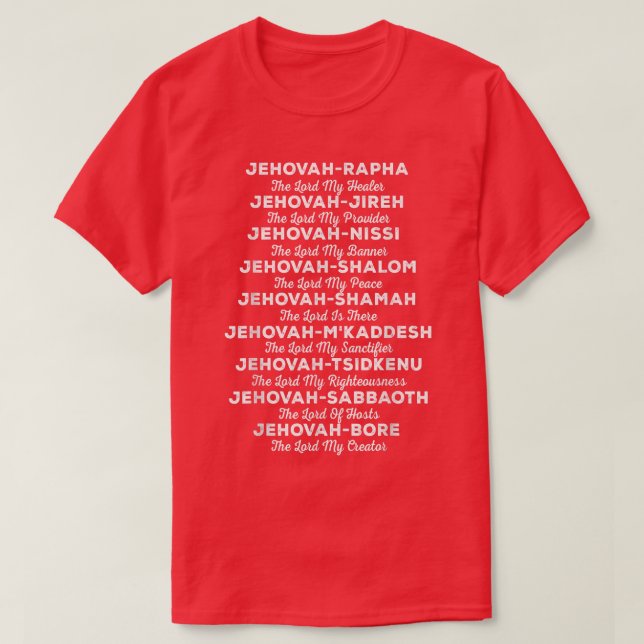 JehovahRapha Names Of God Tees, Christian Costume  T-Shirt (Design Front)