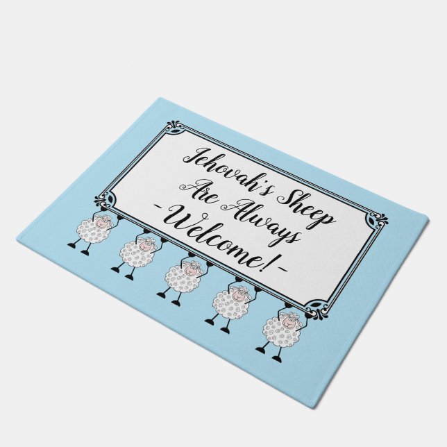 "Jehovah's Sheep Are Always Welcome" Doormat (Angled)