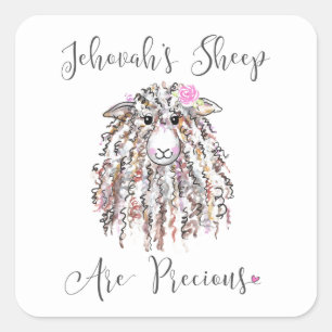 “Jehovah's Sheep Are Precious" Square Sticker