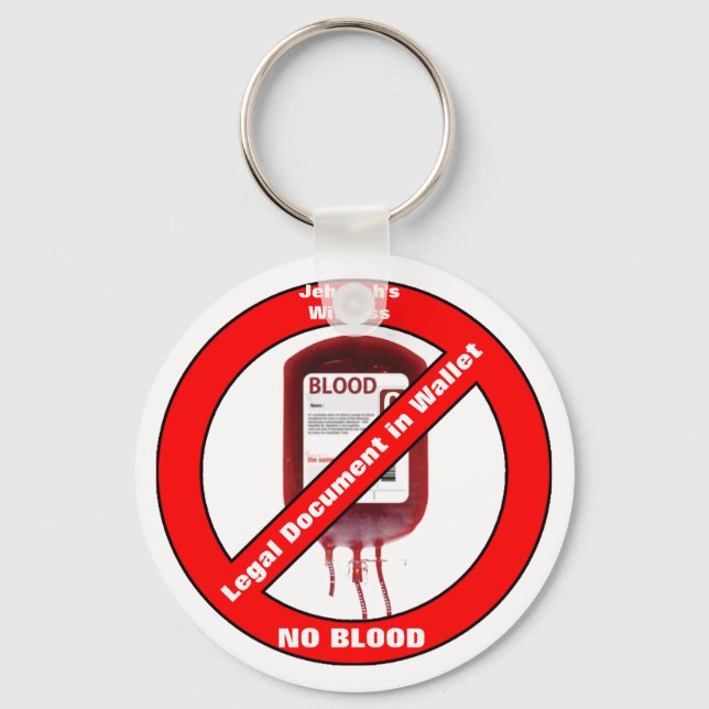 Jehovah's Witness No Blood Key Ring (Front)