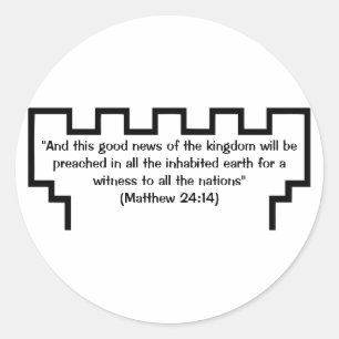 Jehovah's Witness Watchtower Matthew 24:14 Sticker